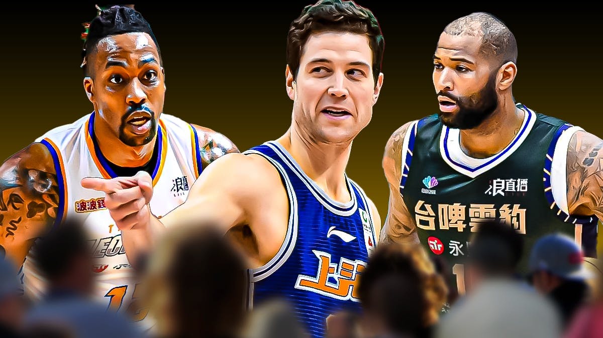 Jimmer Fredette on the Shanghai Sharks, Dwight Howard on the Taoyuan Leopards, and DeMarcus Cousins on the Taiwan Beer Leopards.