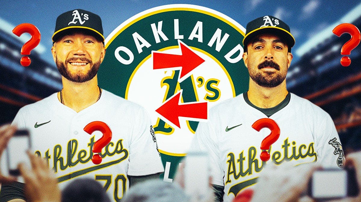 Oakland Athletics relievers Scott Alexander and Lucas Erceg.
