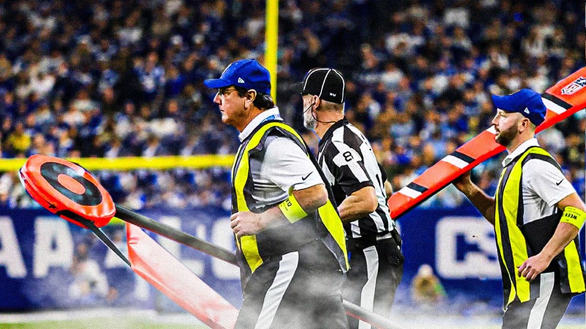 The NFL chain gang during a game.