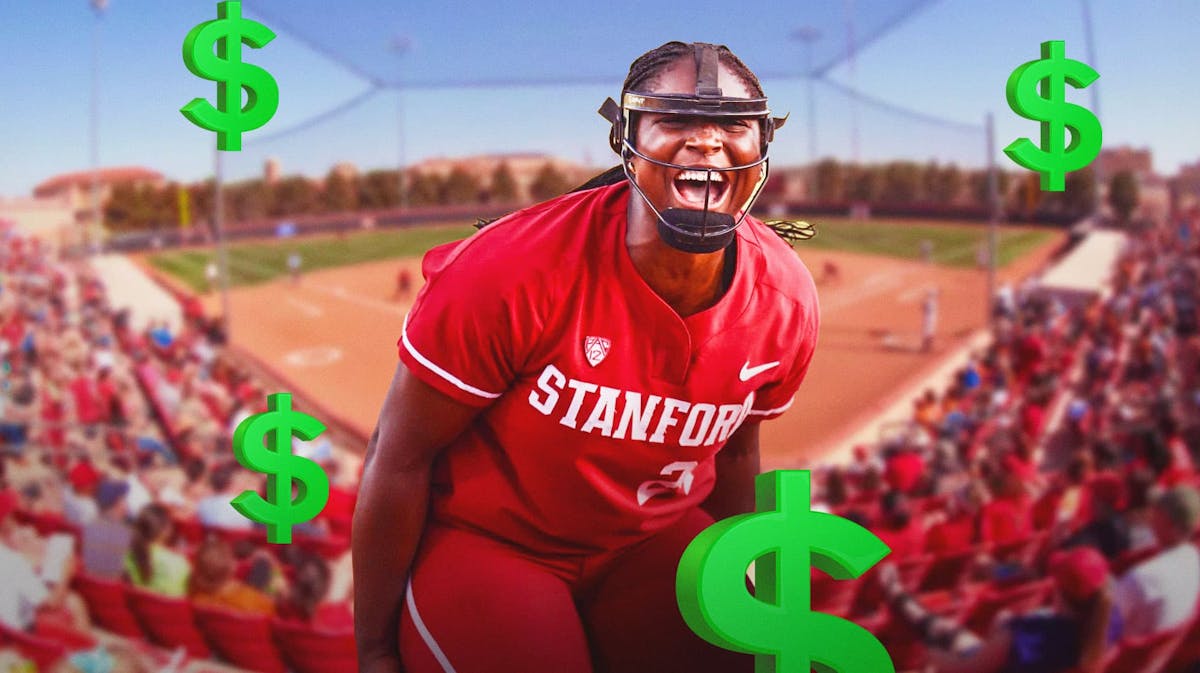 Texas Tech University Softball player NiJaree Canady with dollar signs around her