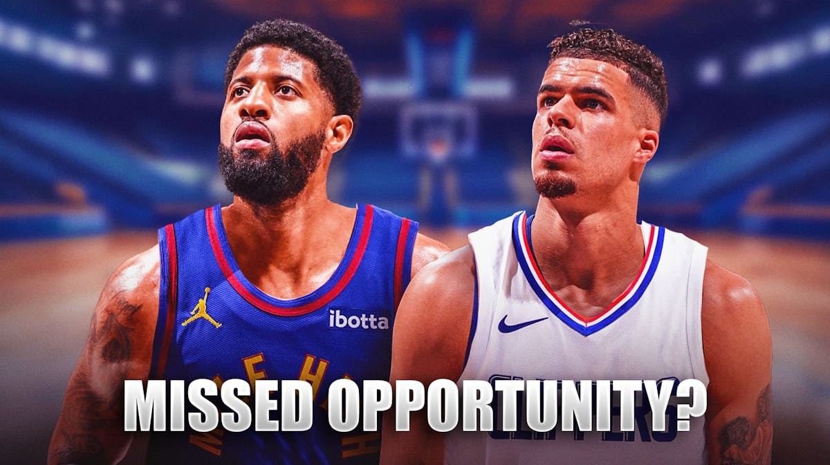 Paul George in a Nuggets uniform, Michael Porter Jr. in a Clippers uniform, caption below: MISSED OPPORTUNITY?