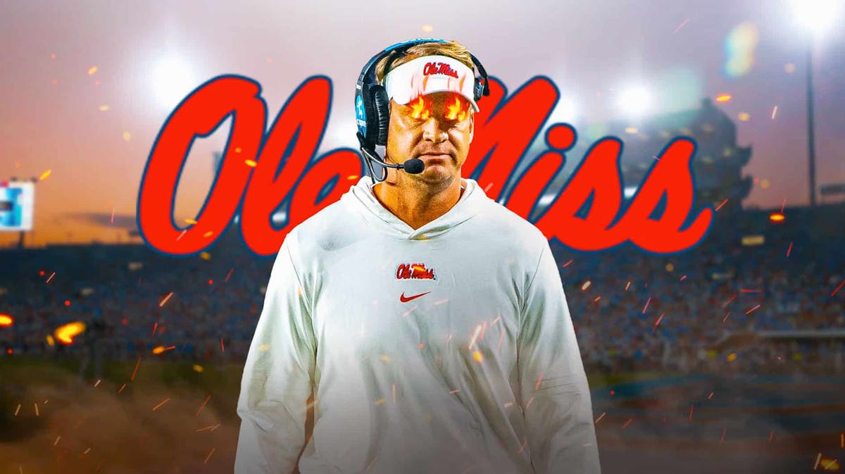 Ole Miss football head coach Lane Kiffin with fire in his eyes