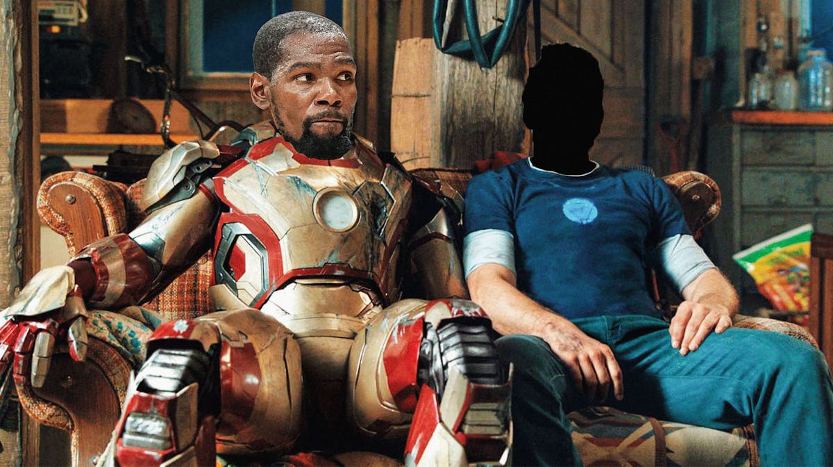 Team USA star Kevin Durant as Iron Man then convert Tony Stark's head into silhouette
