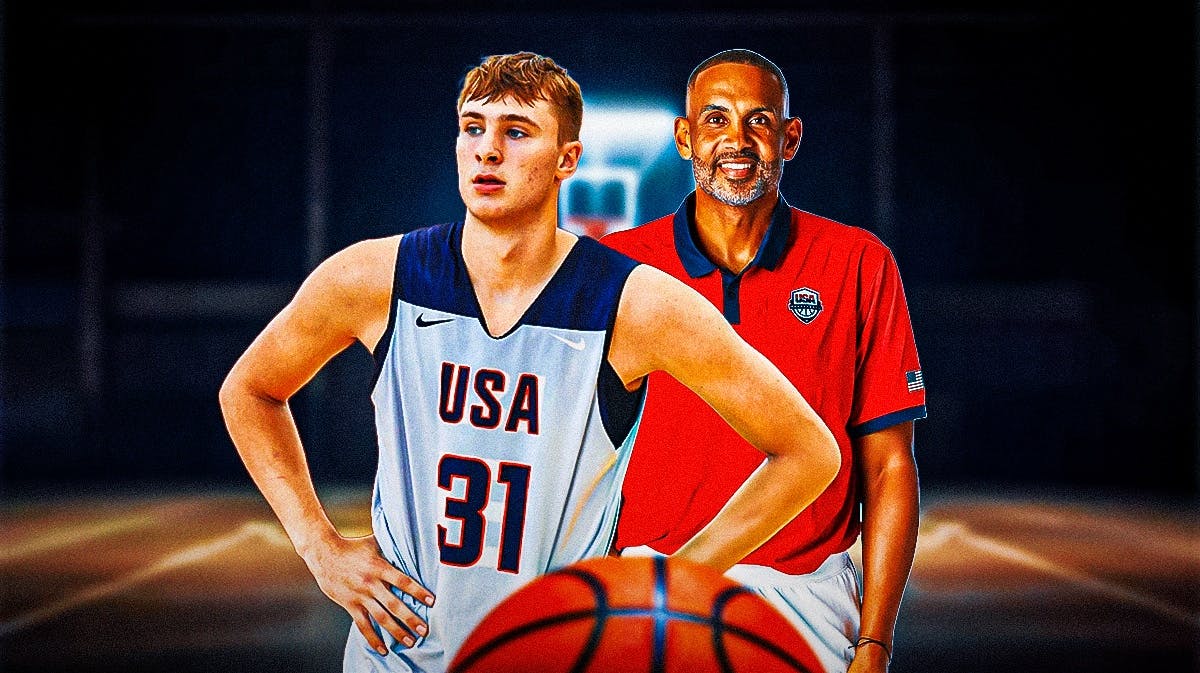 Duke basketball star Cooper Flagg next to Team USA's Grant Hill.
