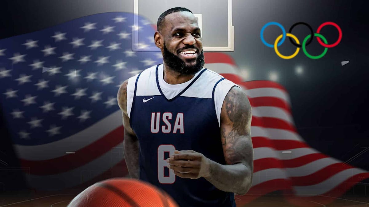 Team USA's, Lakers' LeBron James smiles after Olympic win over Team South Sudan