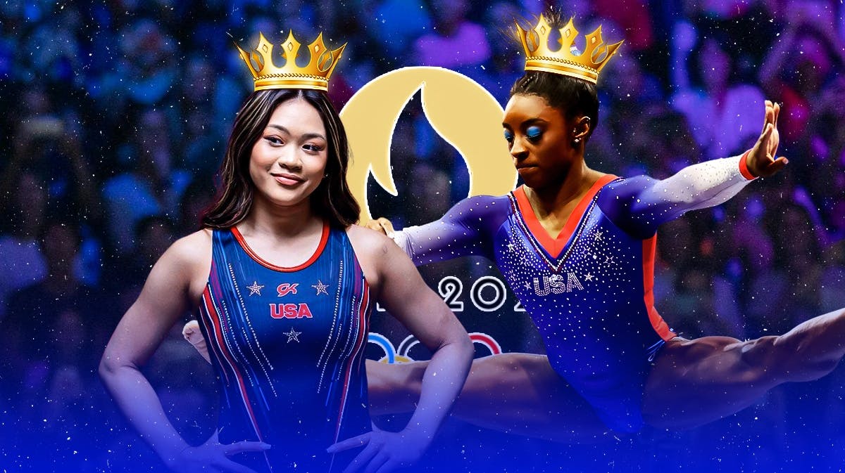 Suni Lee and Simone Biles of USA Gymnastics in 2024 Paris Olympics