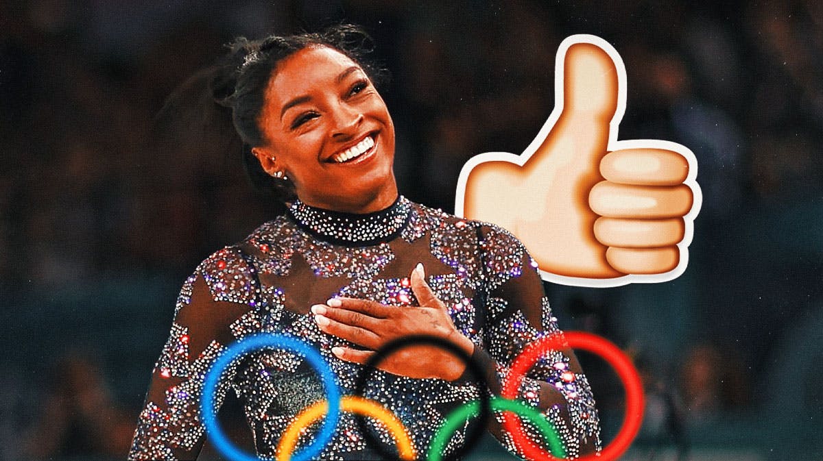 Team USA Olympic gymnast Simone Biles, with a thumbs-up emoji