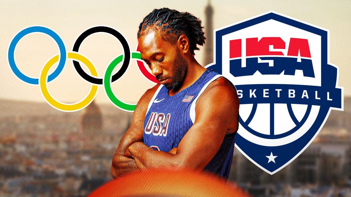 Team USA Kawhi Leonard with Olympics and USA Basketball logos