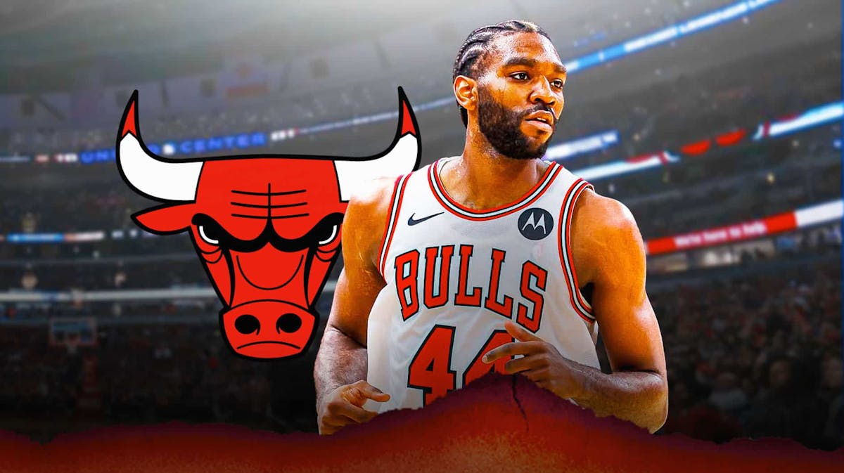 Bulls' Patrick Williams looks at contract reporters after injury, Matas Buzelis in background