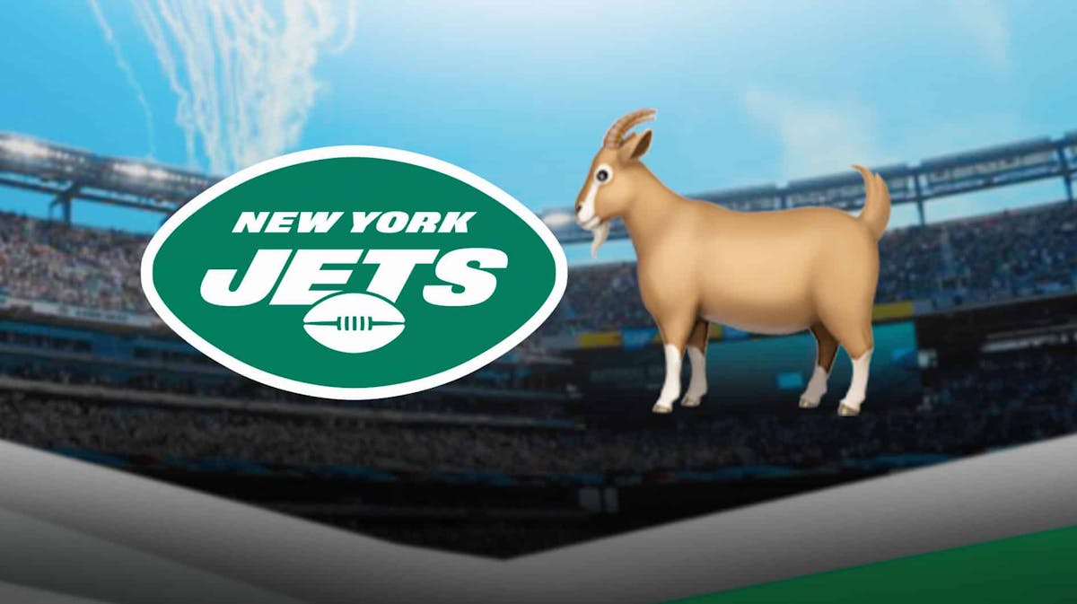 NY Jets logo next to a goat emoji