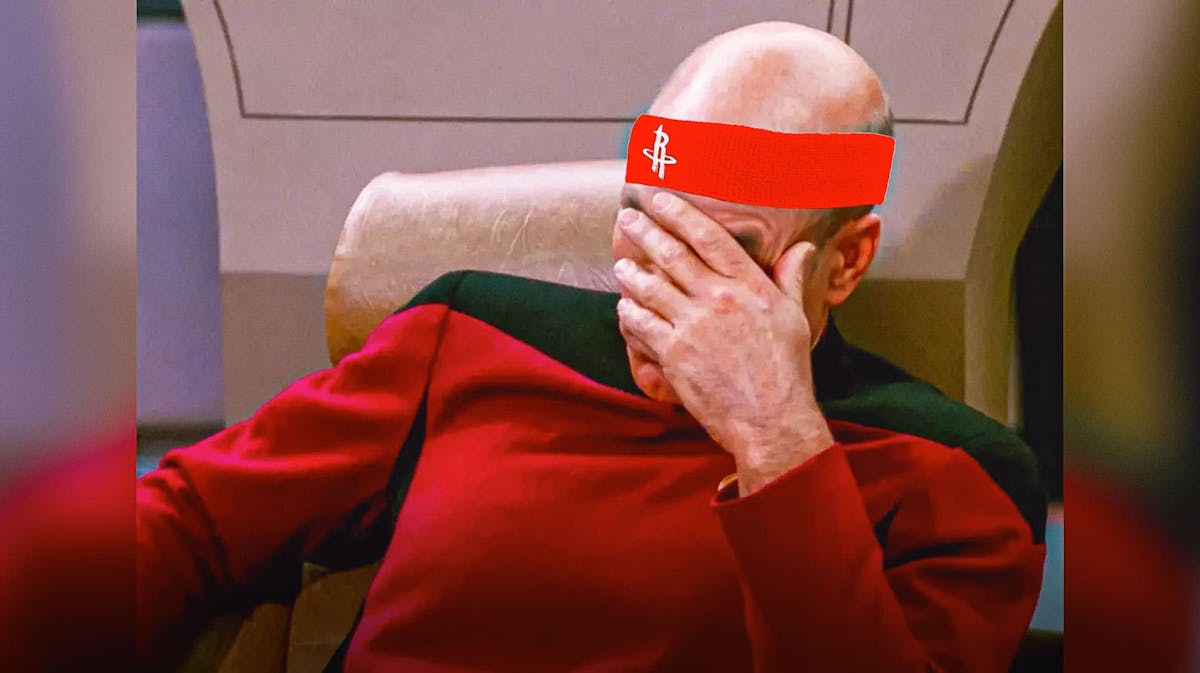 Facepalm meme dude wearing a Houston Rockets headband