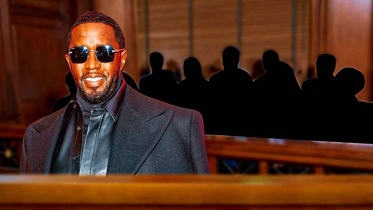 Sean "Diddy" Combs, background: silhouette of a jury