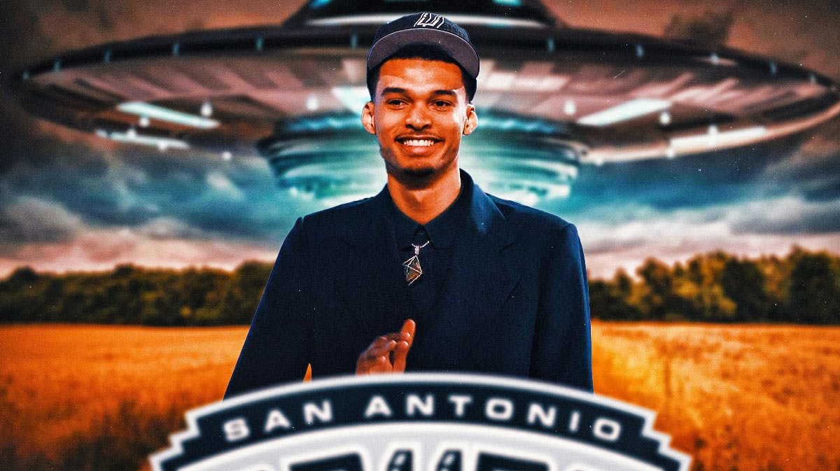 San Antonio Spurs center with a UFO spaceship behind him
