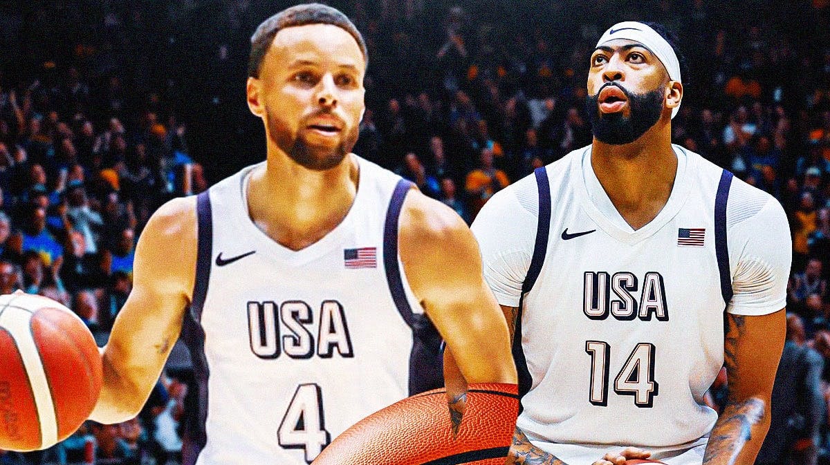 Photo: Stephen Curry, Anthony Davis in action in Team USA jerseys