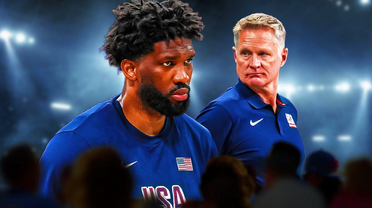 Team USA Joel Embiid and Steve Kerr vs South Sudan in the Olympics