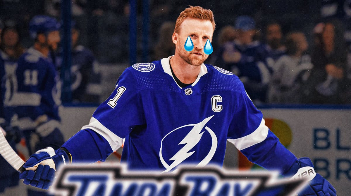 Photo: Steven Stamkos in Lightning jersey with tear in his eye