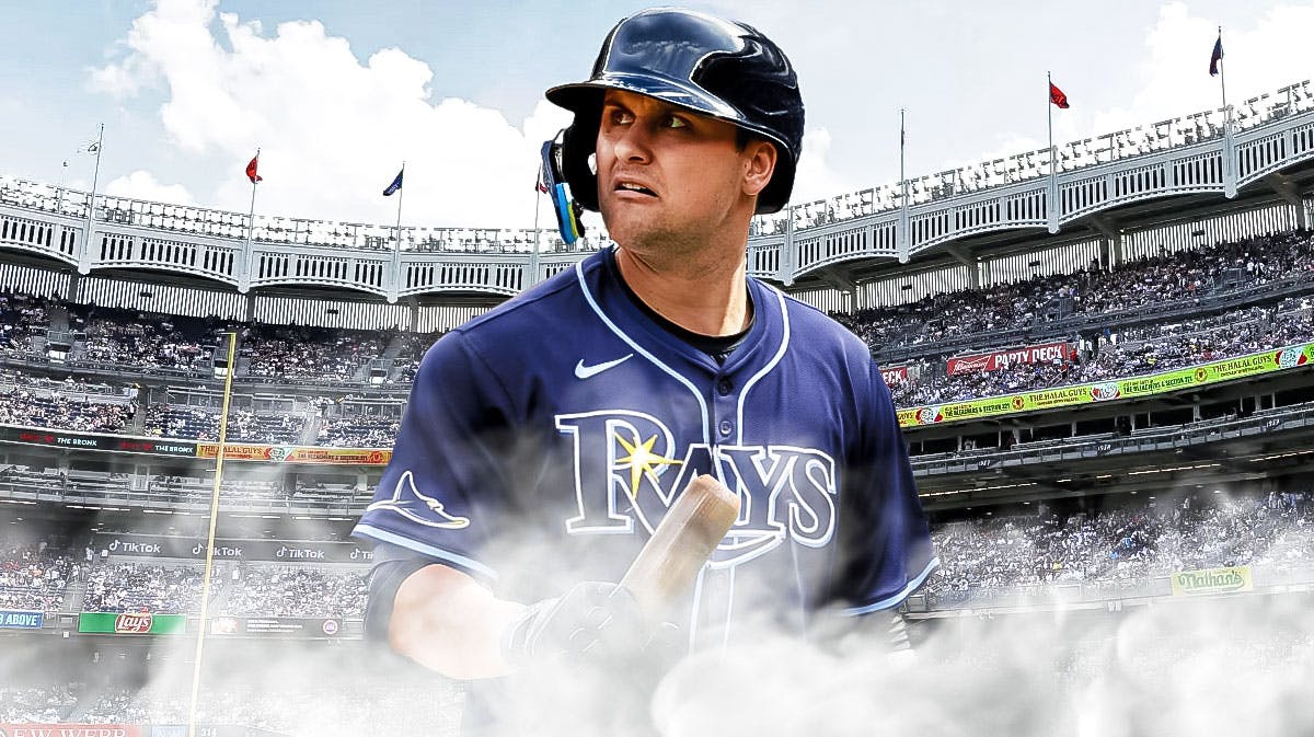 JD Davis batting in a Tampa Bay Rays uniform as it turns out the Rays did not trade for him from the Yankees at the MLB trade deadline.