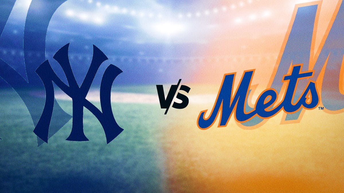 Yankees logo and Mets logo crashing into each other