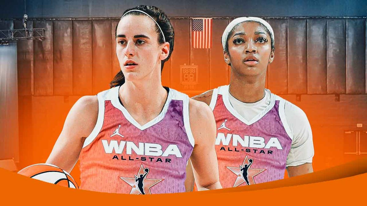 Fever's Caitlin Clark and Sky's Angel Reese hyped up while wearing 2024 WNBA All-Star uniforms