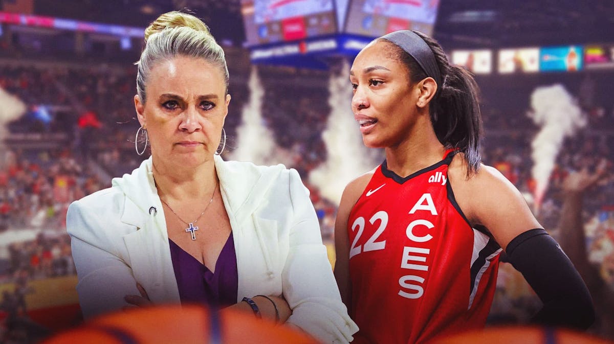 WNBA Las Vegas Aces coach Becky Hammon, and Las Vegas Aces A'ja Wilson