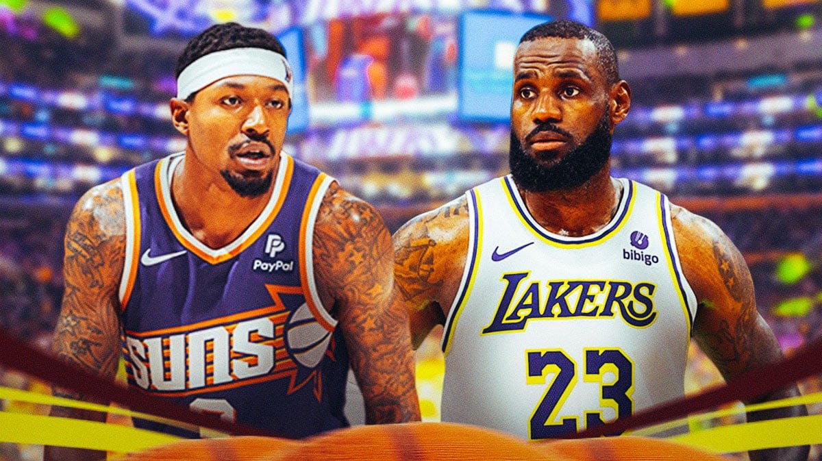 Phoenix Suns player Bradley Beal and Los Angeles Lakers player LeBron James