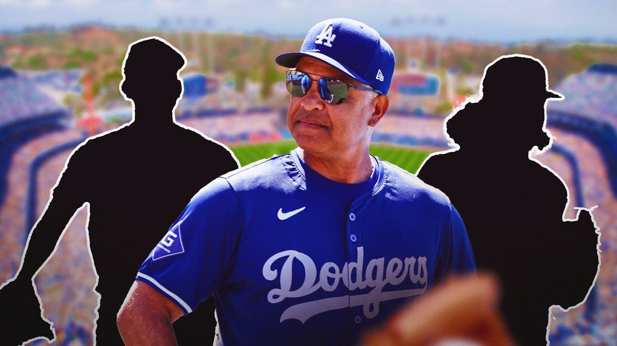 Dave Robers in a Dodgers uniform. Yusei Kikuchi, Bo Bichette as silhouettes