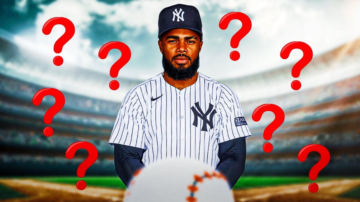 Luis Rengifo in a Yankees uniform with question marks all around