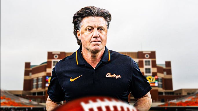 Oklahoma State football, Cowboys, Alan Bowman, Ollie Gordon, Oklahoma State Big 12, Mike Gundy with Oklahoma State football stadium in the background