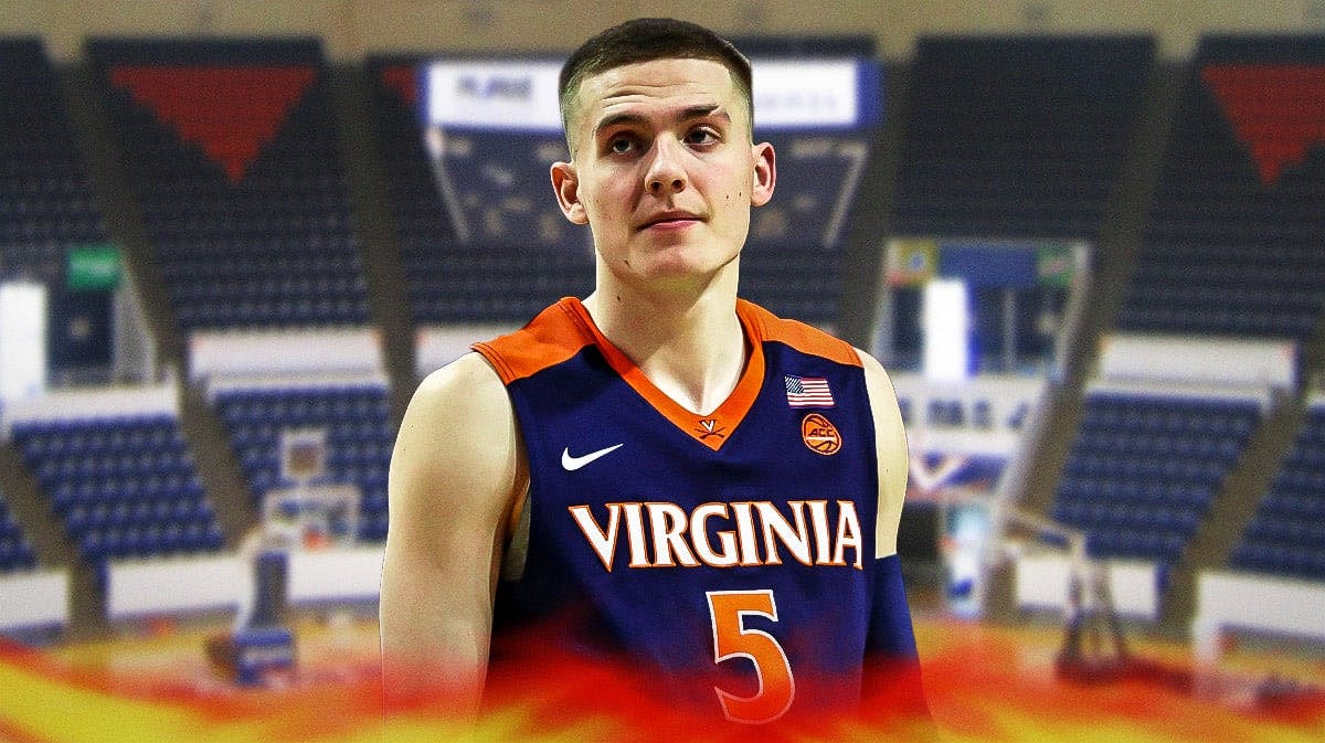 Virginia basketball, Cavaliers, Kyle Guy, Tony Bennett, Kyle Guy Virginia, Kyle Guy (in Virginia uni) with Virginia basketball arena in the background