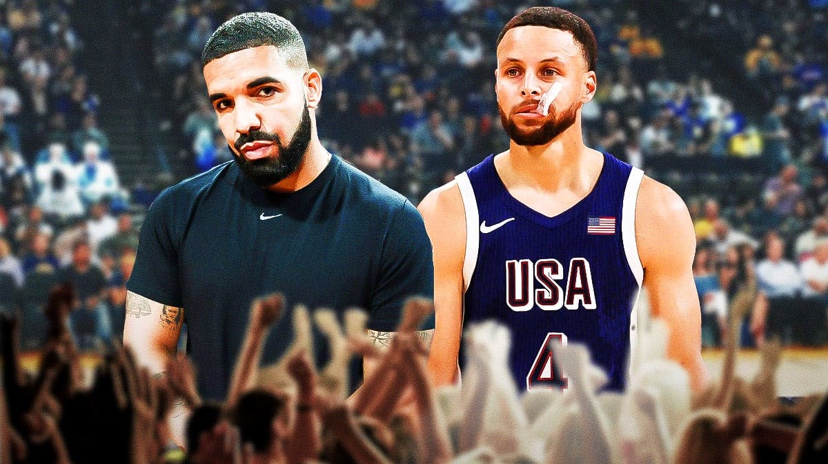 Drake with Golden State Warriors point guard Stephen Curry.