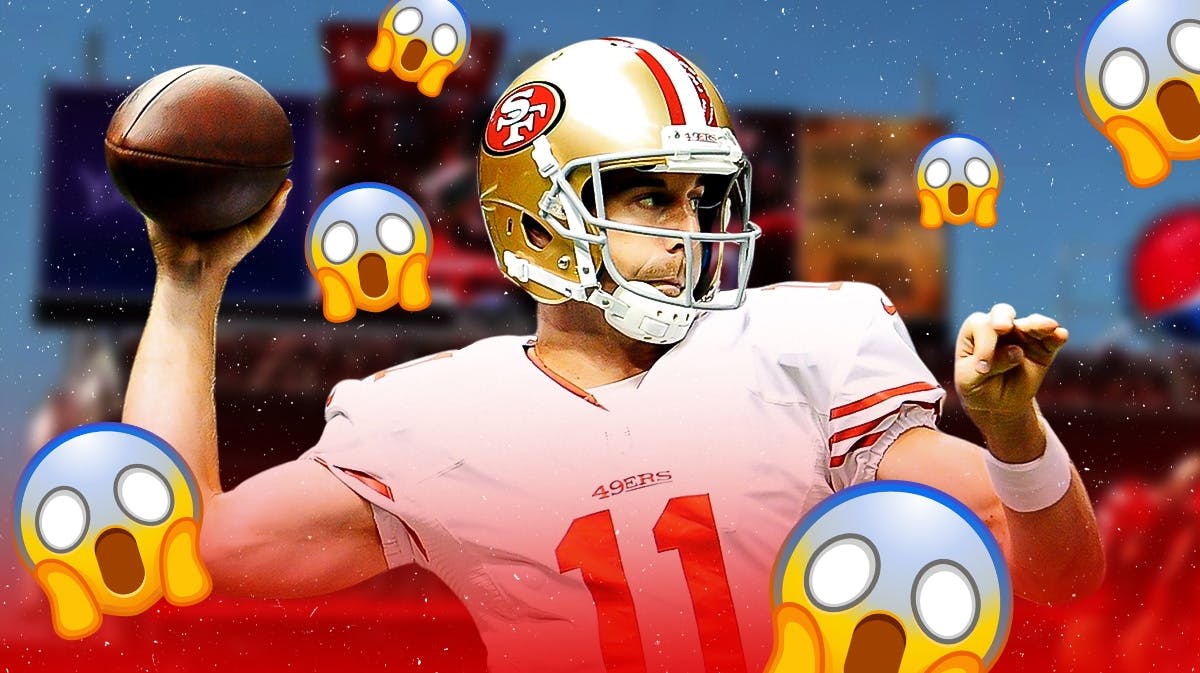 Alex Smith (former 49ers QB) with shocked emojis around him