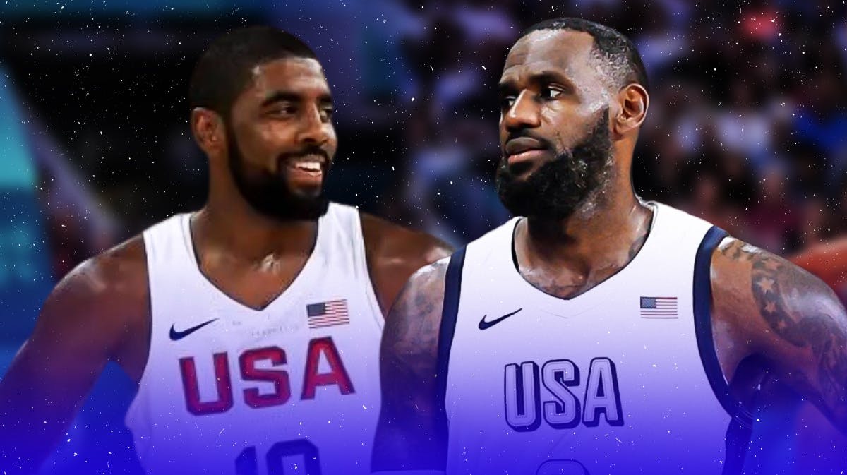 Kyrie Irving and LeBron James playing for Team USA.