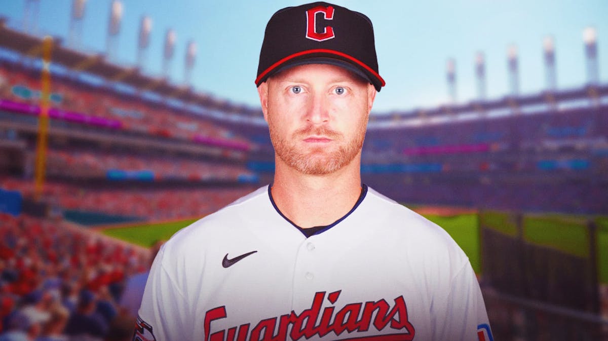 Cleveland Cavaliers star Alex Cobb in front of Progressive Field.