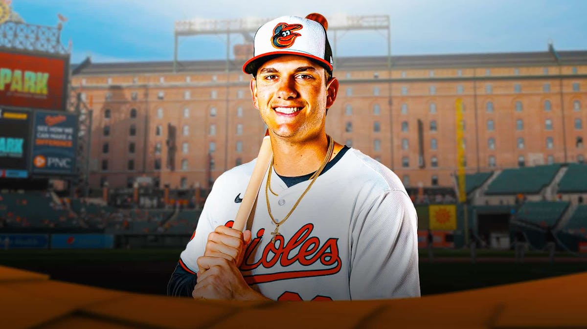 Coby Mayo in an Orioles uniform, smiling