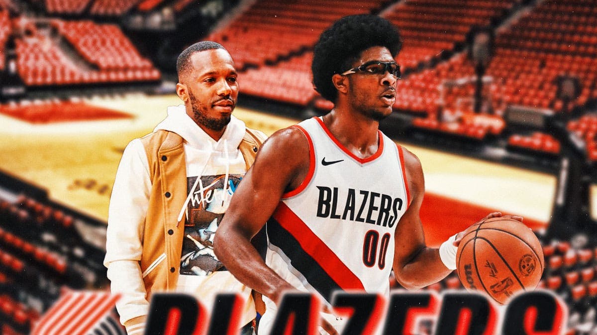 Photo: Scoot Henderson in Blazers jersey in action, Rich Paul beside him