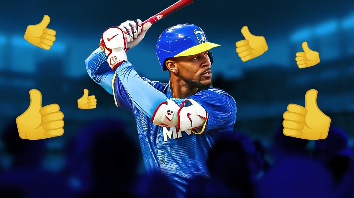 Byron Buxton surrounded by thumbs up emojis
