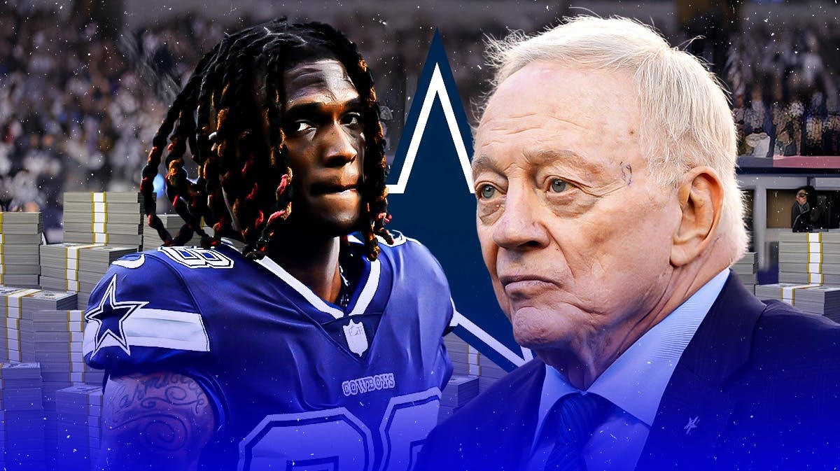 Cowboys CeeDee Lamb looking angry at Jerry Jones