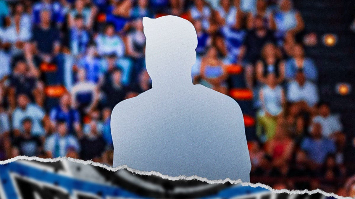 a tall silhouetted Mavericks player with a Mavs-themed bg.