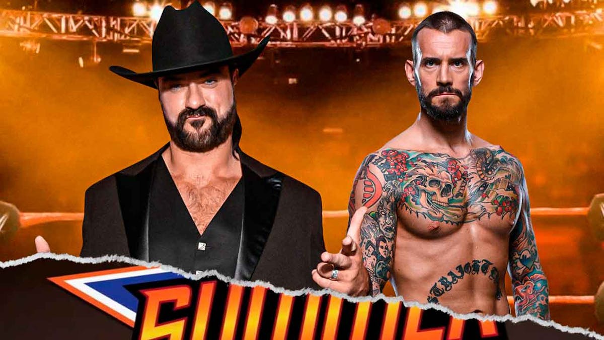 Drew McIntyre next to CM Punk with the SummerSlam logo as the background.