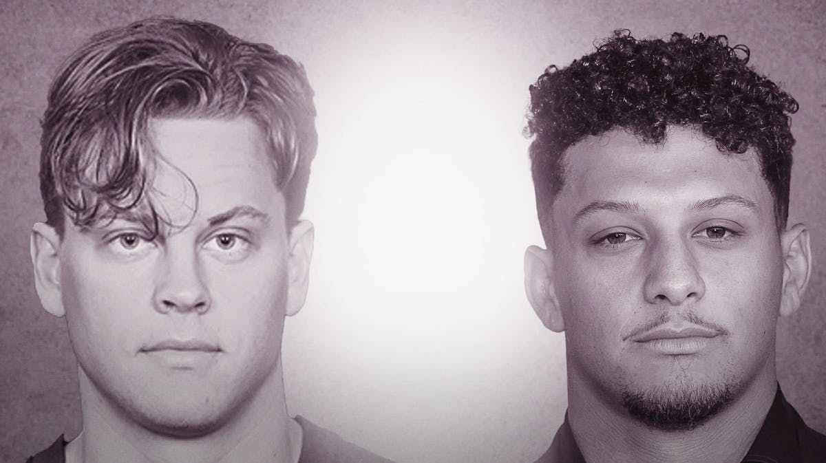 Joe Burrow (Bengals) and Patrick Mahomes (Chiefs) in a fight poster