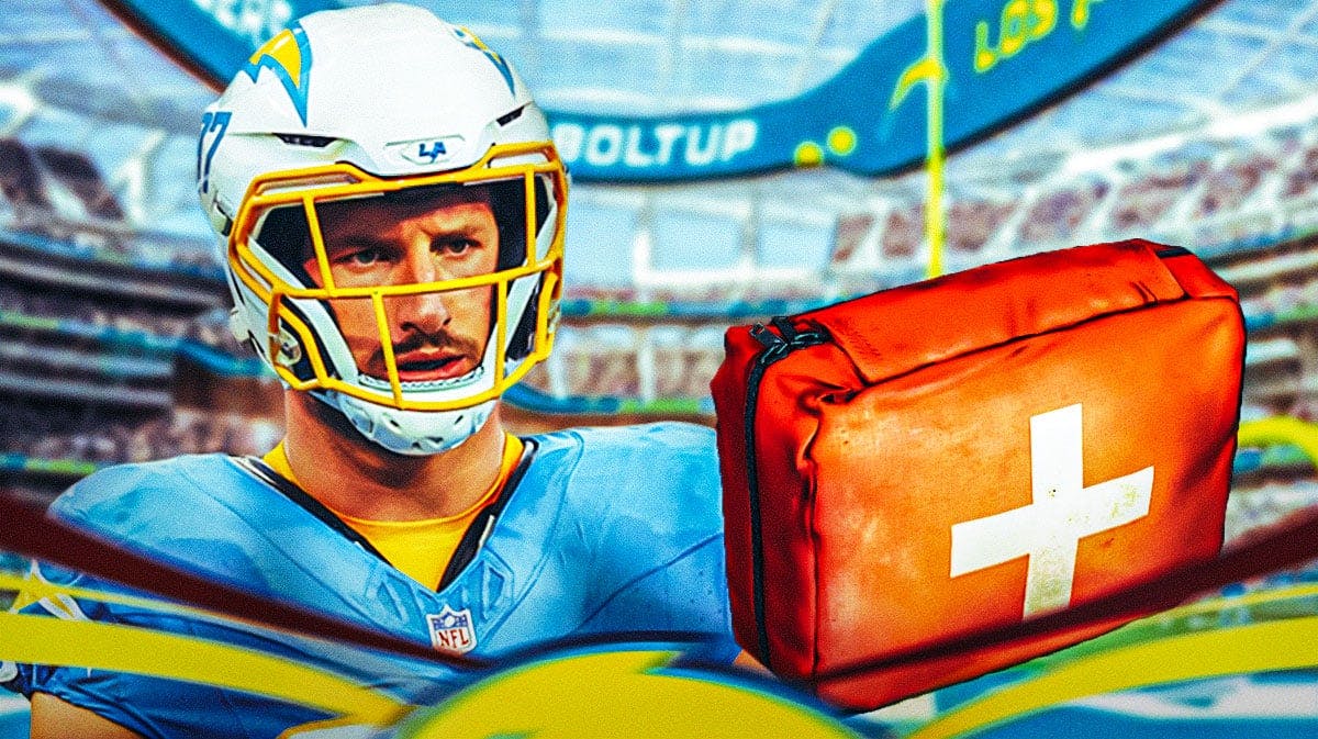 Los Angeles Chargers star Joey Bosa next to a medical kit