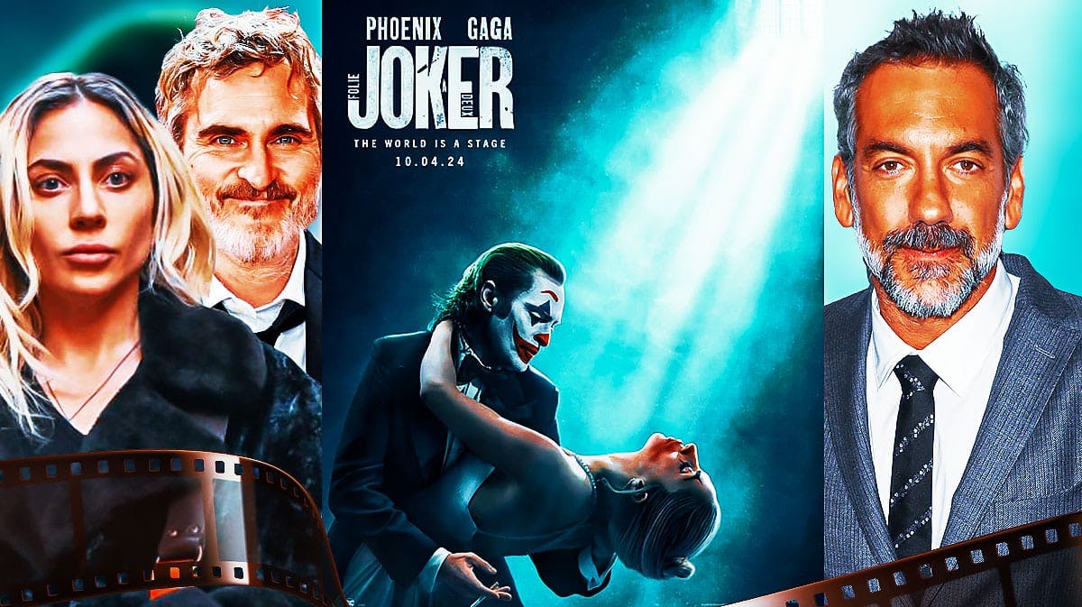 Joker 2 (aka Folie à Deux) poster with Lady Gaga, Joaquin Phoenix, and Todd Phillips.