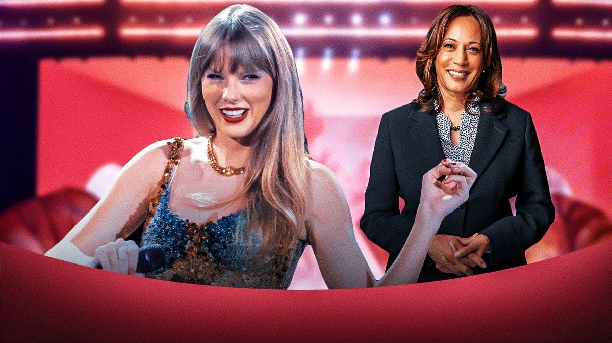 Taylor Swift and the Eras Tour stage with Kamala Harris.