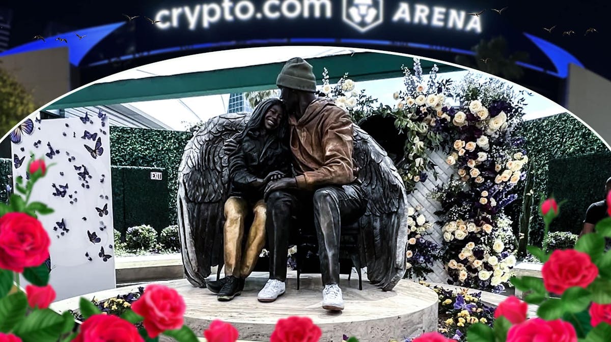 Lakers legend Kobe Bryant outside of crypto.com Arena.