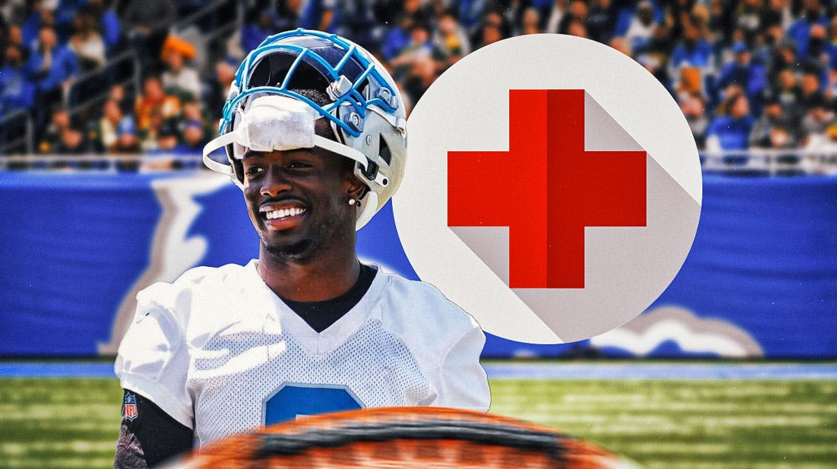 Terrion Arnold (LIONS) with a medical cross symbol