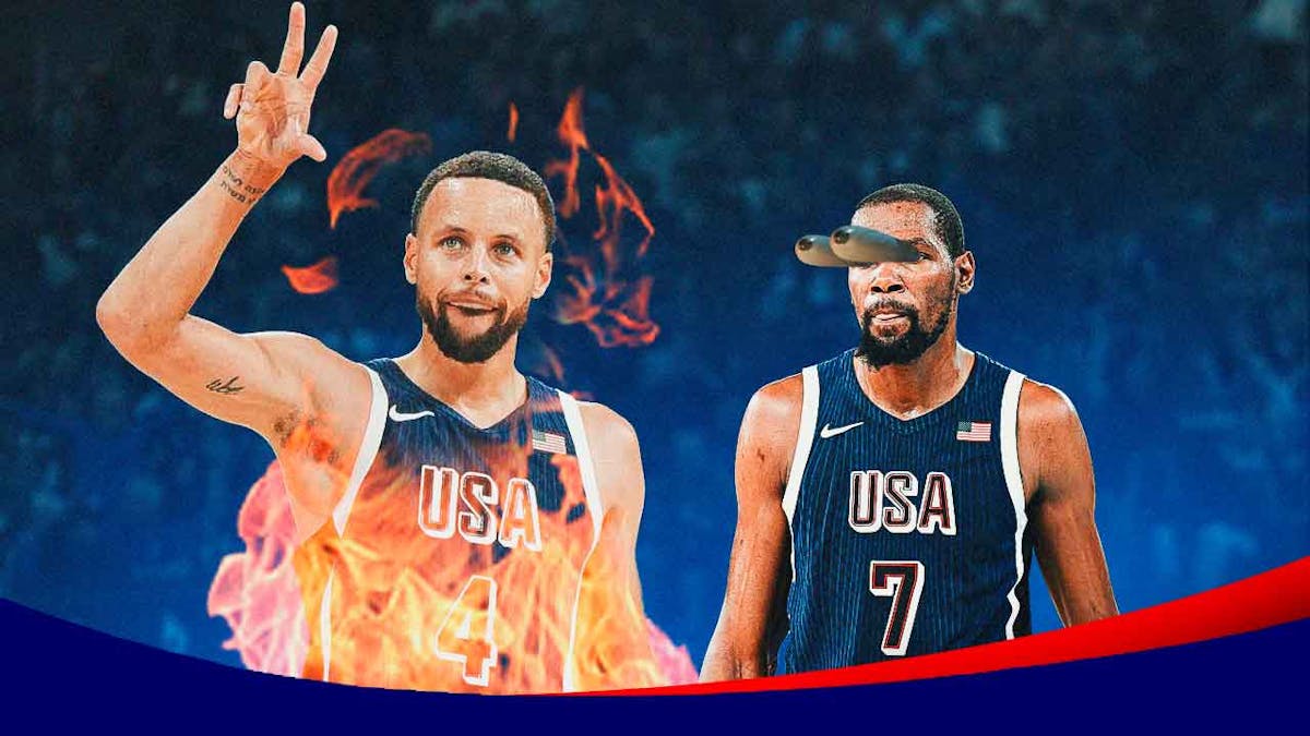 Stephen Curry on fire, Kevin Durant with eyes bugging out, Team USA