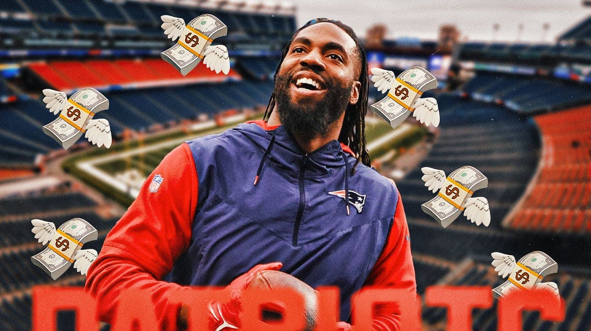 Patriots linebacker Matthew Judon surrounded by money emojis