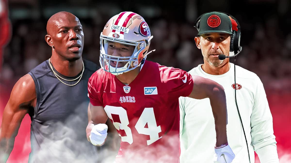 49ers Kyle Shanahan with Terrell Owens son and Florida Atlantic football alum Terique Owens