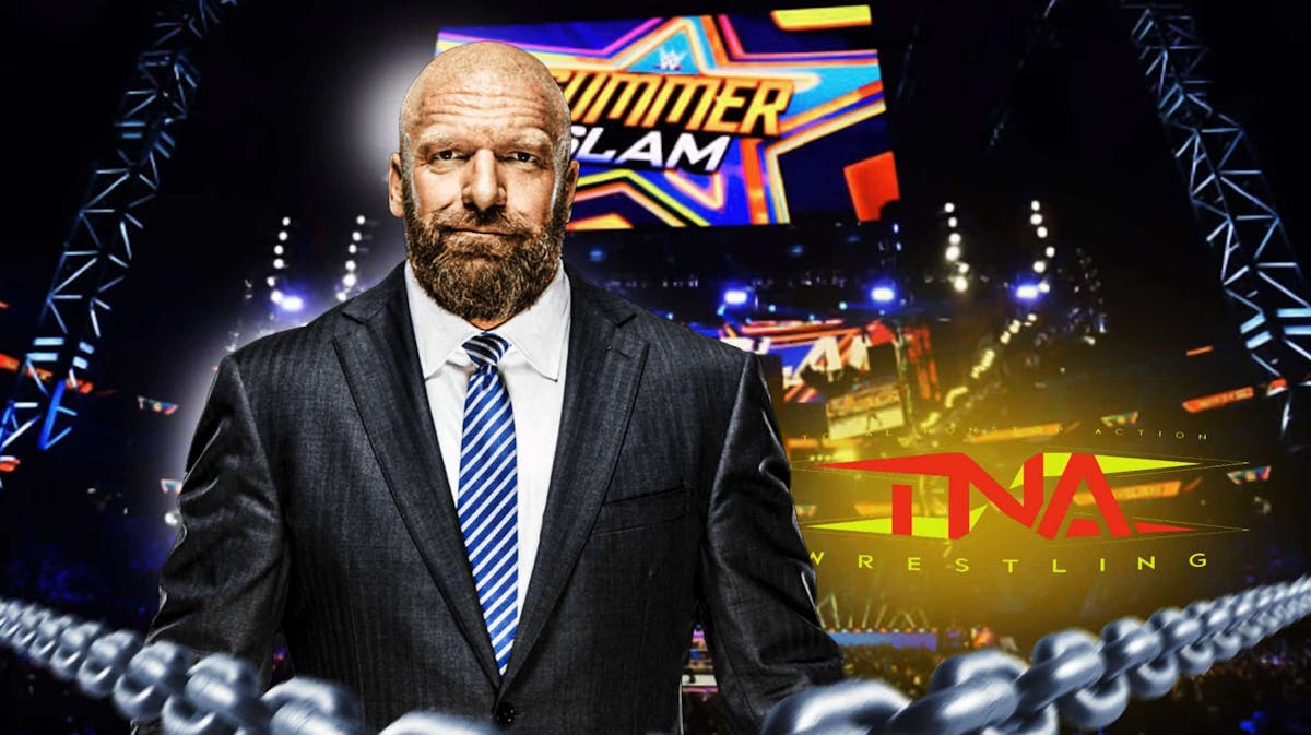 Triple H next to the TNA logo with the SummerSlam logo as the background.