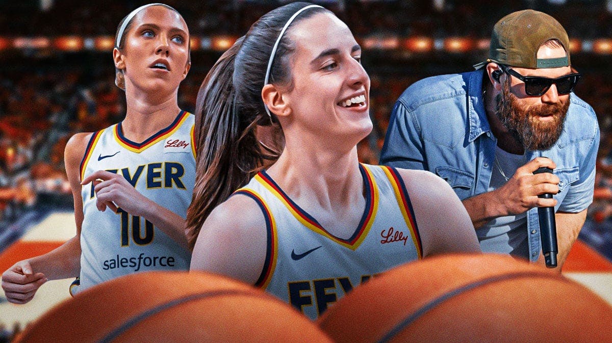 Indiana Fever players Caitlin Clark and Lexie Hull, and country music singer Jordan Davis